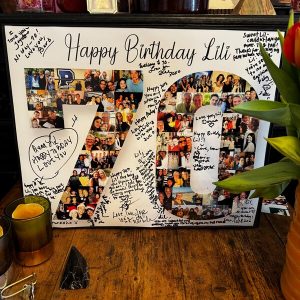 70th Birthday Photo Collage Canvas with Signatures
