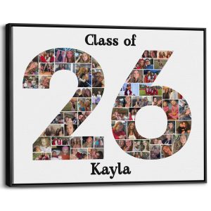 graduation number 26 photo collage with pictures inside on framed canvas