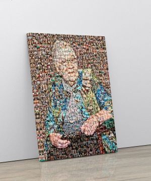 Grandmother portrait tribute mosaic made up of 200 photos of her kids, grandkids and grandchildern. 16x20" Canvas